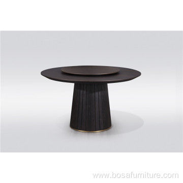 Round wooden dining table